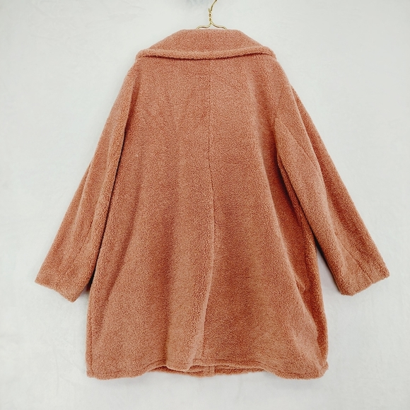 Studio Untold Orange Teddy Bear Wide V Neck Snap Trench Pea Winter Coat Z84 - Picture 5 of 8